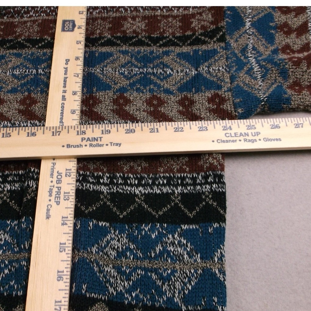 Cambridge Classics Mens Vintage Fair Isle Crewneck Sweater Blue Brown Large - Picture 6 of 9